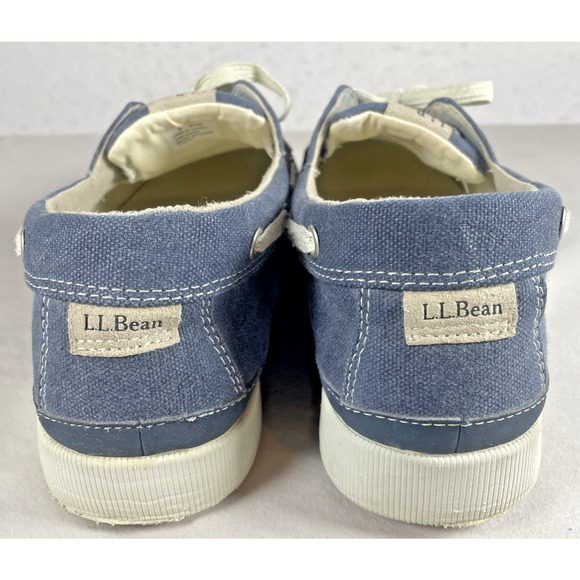 LL Bean Mens 9 WIDE 274407 Blue Denim Canvas Boat Deck Loafer Casual Shoes - Picture 4 of 10